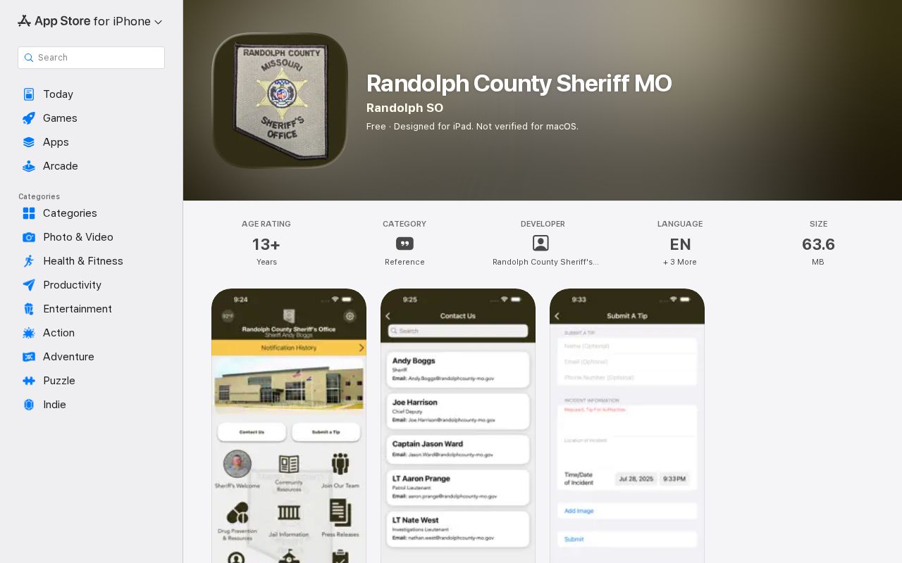 Official Randolph County Sheriff Missouri mobile app listing