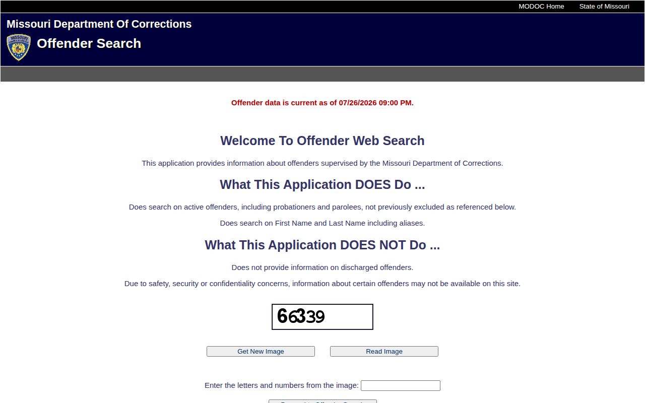 Missouri DOC active offender search for Randolph County released inmates
