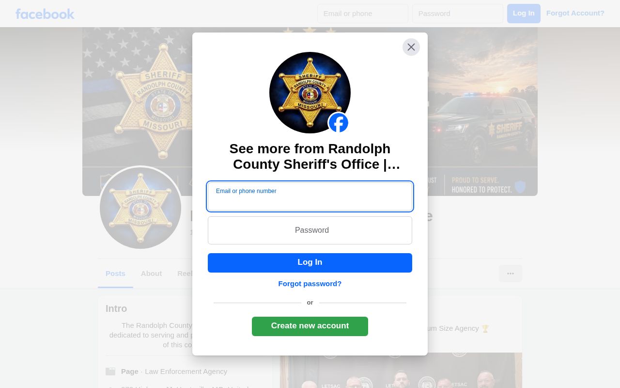 Official Randolph County Sheriff social media page used as a limited photo and news channel
